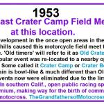 Old Crater Camp, New Crater Camp, Crater Bowl, birth of motocross