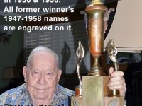 1956 & 1958 Greenhorn winner Cal Brown SG MC in 2015 & his Greenhorn perpetual Trophy