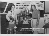 1956 8-0h4 Greenhorn trophy Bob Green gives to winner Cal Brown