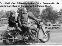 2015 5-0 pg 1b 1949 Cal Brown's father, on Indian Chief Cal V. Brown & son Don