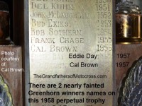 2015 a2 Greenhorn perpetual Trophy name plate, Cal Brown won 1956 & 58