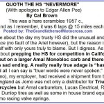 Hare Scrambles 1957 CB1 Words of wisdom, Nevermore by Cal Brown