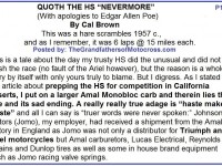 Hare Scrambles 1957 CB1 Words of wisdom, Nevermore by Cal Brown