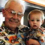 Grandpa Del & Logan in matching shirts