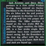 1969 Greenhorn M4 Jack Krizman, Dave Ekins, H-D dirt bikes