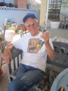 2012 6-18j Del with his MGD beer 2012 after yard masonry work